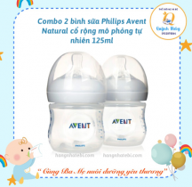 Combo 2 bình sữa Philips Avent Natural nhựa PP BPA Free cổ rộng mô phỏng tự nhiên 125ml (SCF690/13) 