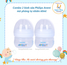 Combo 2 Bình sữa Philips Avent mô phỏng tự nhiên 60ml đơn (SCF039/17)