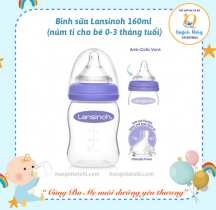 Bình sữa Lansinoh 160ml núm ti cho bé 0-3 tháng tuổi