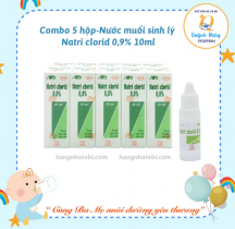 [Combo 5 hộp] Nước muối sinh lý Natri clorid 0,9% 10ml, giúp vệ sinh mắt, mũi, tai