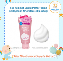 Sữa rửa mặt Senka Perfect Whip Collagen in Nhật Bản 120g (hồng)