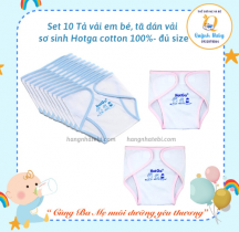 Set 10 Tả vải em bé, tã dán vải sơ sinh Hotga chất liệu cotton 100% mềm (Size 3-5kg)